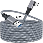 - Link Cable 6m Tress¿¿ Type-C ¿¿ Usb 3.0 Charge Rapide Transfert Cable ¿¿ Angle Droit Pour Quest/Ps5/ Xbox Serie X&s/Ns Switch/Port Type-C Appareils