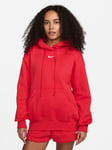 Nike Pheonix Fleece Over-Sized Pullover Hoodie - Dame - Rød - XL