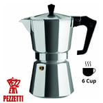 Pezzetti Italexpress Moka Pot Stove Top Coffee Maker - 6 Cup Silver Espresso