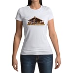 T-Shirt Femme Col Rond Creche Naissance De Jesus Noel Rois Mages Marie Bible