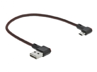 Delock Easy - USB-kabel - USB (hane) vänster-/högervinklad, vändbar till mikro-USB typ B (hane) vänster-/högervinklad, vändbar - USB 2.0 - 20 cm - svart