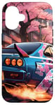 Coque pour iPhone 16 JDM R34 Drift Racing Tuning Voiture Tokyo Skyline At Night Cadeau