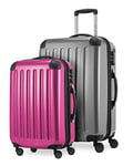 Hauptstadtkoffer - Alex - Lot de 2 valises rigides Brillantes - Valise Moyenne 65 cm + Bagage à Main 55 cm, 74 + 42 litres, TSA, Argenté/Magenta, 65 cm, Ensemble de valises