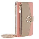 iPhone SE (2022 / 2020) / 8 / 7 Kunstskinn 2-i-1 Flipdeksel med Lommebok og Crossbody Bagfunksjon - Rosa