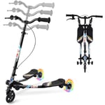 AOODIL Trottinette Swing, Trottinette Flicker 3-8 Ans, Trottinette Wiggle pour Enfants, Trottinette Ciseaux avec Roues LED, Hauteur Ajustable, Trottinette Sportive pour Garçons et Filles (Noir)