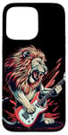 Coque pour iPhone 15 Pro Max Costume de lion à bascule avec guitare électrique