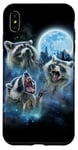 Coque pour iPhone XS Max Cosmic Raccoon Trio hurlant sous la galaxie glacée au clair de lune