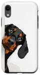 iPhone XR Black and Tan Dachshund Peeking Around Corner Dog Lovers Case