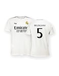 Real Madrid Home Shirt, Kit Season 24/25, Bellingham, XL, Replica Jersey with Official License