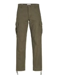 JACK & JONES Mens Cargo Combat Trouser Relaxed Fit Button Fastening Pants for Men UK, Olive Night- 36W / 32L