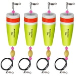 THKFISH Flotteur Peche en Mer Bouchon Peche Flotteurs Pondérés Popping Cork Bouchon de Peche Truite 4 Pièces Jaune-35g