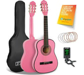 3RD AVENUE 1/2 Size Kids Classical Guitar Bundle - Pink, Pink
