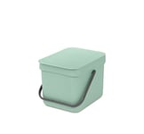 Brabantia Sort & Go 6L - Composteur Cuisine - Poignée de Transport - Petite Poubelle Compost de Table, Comptoir ou Sous la Cuisine - Jade Vert - 20 x 25 x 18 cm