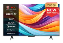 TCL 43C655K 43-inch QLED Pro Television, 4K Ultra HD, HDR Pro, Smart TV Powered by Android TV (Dolby Vision & Atmos, Motion Clarity, Hands-Free Voice Control, Compatible with Google assistant & Alexa)