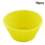 10-pack silikonmuffinsformar Cupcake-formar Återanvändbara runda kakformar Non-stick bakform, gul