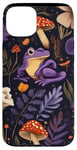 Coque pour iPhone 15 Plus Violet Bohème Ethnique Grenouille et Champignon Vintage Motif