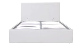 Lit coffre 140x190 cm simili cuir ASTON coloris blanc