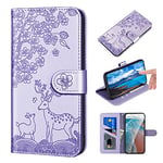 Bartern Coque Apple iPhone SE 2020/SE 2022 Rabat,Housse iPhone 7/8,Wapiti(Cerf) et Fleurs Clapet Folio Etui avec Fonction Support et Porte-Carte,Elk Cuir PU Portefeuille Flip Cover Case.Violet