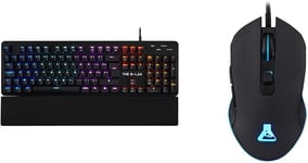 Clavier Gamer Mécanique (Blue Switch) Keyz Carbon-E Rgb (Noir) & Kult Helium Souris Gamer Filaire Usb - Capteur Optique 800 À 3200 Dpi, Rétroéclairage Led 7 Couleurs, 6 Boutons(Noi[Cla170139]