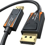 KabelDirekt – Câble DisplayPort 2.1/DP 2.1 – 3m – UHBR, DP80 80 Gbit/s pour PC de jeu/Cartes graphiques avec FreeSync/G-Sync, Résolutions et Taux de Rafraîchissement : 16K@60Hz, 8K@120Hz, 4K@240Hz