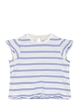 Mango Ruffled Striped T-Shirt Blå