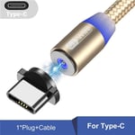 câble Micro USB/type-c magnétique LED,Charge rapide,transfert de données,cordon à 8 broches,pour iPhone 13/12/Huawei/Xiaomi - Type Gold For Type C-1m