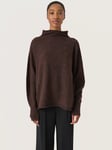 Soaked In Luxury Miya Wide Funnel Neck Jumper, Hot Fudge