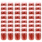 vidaXL Syltburkar i glas med vita och röda lock 48 st 230 ml 50798