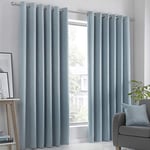 Fusion Strata Woven Eyelet Lined Curtains, Duck Egg, 66 x 72 Inch, 100% Polyester, W168cm (66") x D183cm (72")