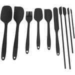 Ensemble de 10 Spatules en Silicone Comprenant 4 Mini Spatules, Ustensiles de Cuisine en Caoutchouc RéSistant à la Chaleur, Cuisine (Noir)