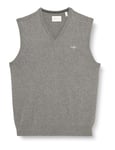 GANT Men's Classic Cotton Slipover Sweater Vest , Dark Grey Blend,XXL