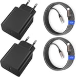 Chargeur Usb C 45 W, Câble De Charge Usb C, 2 Jeux De Chargeurs Rapides Avec Câbles De Charge Tressés 3m, Chargeur Ultra Rapide Pour Samsung Galaxy S24 S23 S22 S21 Ultra(Câble Tressé-3m-2pack)