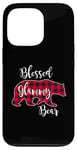 Coque pour iPhone 13 Pro Blessed Glammy Bear Red Buffalo Check Plaid Cadeau pour grand-mère