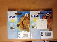 2 X GENUINE EPSON T0714 TO714 Yellow cartridge vac sealed ORIGINAL CHEETAH ink