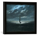 Kunst für Alle 'Encadré Image de AKG Anonymous Lot de Mer au Clair de Lune sur la mer, Le Impression d'art dans Le Cadre de Haute qualité Photos Fait Main, 40 x 30 cm, Noir Mat