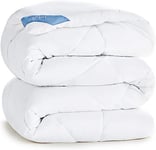 CozyLux Couette Tempérée 140x200 cm pour Lit 1 Personne, Édredon 300GSM pour 4 Saisons, Couverture en Microfibre pour Hiver et Automne, Chaud, Lavable en Machine, 140 x 200, Blanc