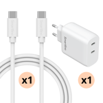 Nothing CMF Phone 1 Snabb laddare med 2m USB-C-kabel & 2 portar 35W, vit