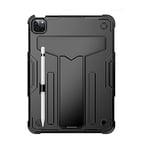 Étui de Protection Compatible avec iPad Pro 11 avec Emplacement pour Stylo, Coque résistante aux Chocs et Robuste, Design 3 en 1, Noir