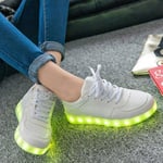 LED skor sneakers Barn/Vuxna, VITA - storlek 27-45 White Storlek 36 Vita