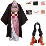 2023-demon Slayer bror och syster Kamado Nezuko Cosplay kostym outfit Kimono Anime Costume Wig-1 Nezuko and wig 130cm(child size)