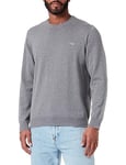 GANT Mens Cotton Crew Neck Sweater - Grey Melange092 - L