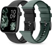 Smartee Duo 2 ¿ Smartwatch Montre Intelligente Avec Bracelet Interchangeable, Écran Amoled 1,78"", Grande Batterie 7 Jours, +100 Sports, Ip68, Appels Bluetooth, Android Et Ios ¿ Couleur Noir/Vert