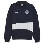 MCFC ftblCulture+ Sweat Drill Top Club Navy-Silver Mist - PUMA, storlek X-Small