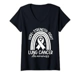 Womens Hope Strength Fight Lung Cancer Awareness Family Rainbow V-Neck T-Shirt