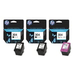 2x Original HP 304 Black & 1x Colour Ink Cartridge For DeskJet 3750 Printer