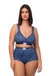 Ulla Popken Minimizer, Denimoptik, sans Armature, Coupe C-D Soutien-Gorge, Bleu Voile Clair, 105C Femme