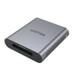 UNITEK USB-C CFexpress 2.0 Card Reader. Up to 10Gbps Data Transfer, LED Indicator, Bus-Powered, Aluminium Housing, Plug &amp; Play. Includes USB-C to C &amp; USB-C to A Data Cable.  Space Grey Colour (p/n: R1005A)