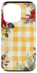 Coque pour iPhone 13 Pro Jaune aquarelle florale rouge Buffalo Plaid Merry Christmas