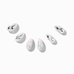 Claire's Boucles d'oreilles superposables haricots AB iridescents couleur argentée - Lot de 3