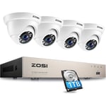 ZOSI 1080P Caméra de Surveillance avec h.265+ 4in1 DVR 8CH 1080N 1TB DVR Alerte Instantanée App Gratuite Détection de Mouvement